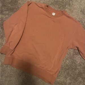 Brown and Pink Crew Neck Sweater with Relaxed Fit